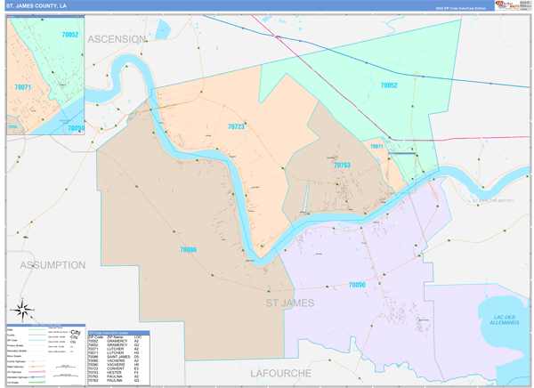 St. James Parish (County), LA Wall Map